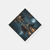 Serviette En Papier Squelette d'Halloween dans une barque (Coin)
