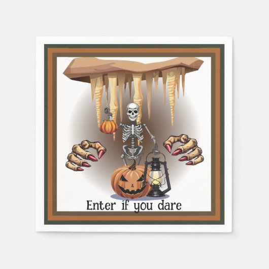 Serviette En Papier Squelette d'Halloween Trick or Treating (Devant)