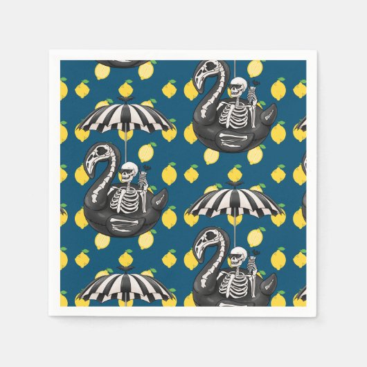 Serviette En Papier Squelette éffrayant de Summerween avec citrons (Devant)