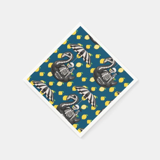 Serviette En Papier Squelette éffrayant de Summerween avec citrons (Coin)