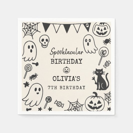 Serviette En Papier Squelette et fantôme Éffrayant personnalisé (Devant)