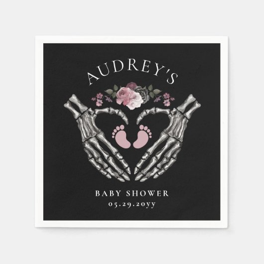 Serviette En Papier Squelette gothique Mains Coeur Bébé Fille Douche (Devant)