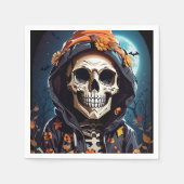 Serviette En Papier Squelette grimaçant Halloween (Devant)