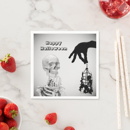 Serviette En Papier Squelette main Halloween Papier Napkin (En situation)