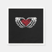 Serviette En Papier Squelette Mains Avec Coeur Classique (Devant)