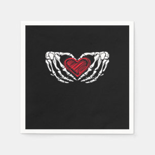 Serviette En Papier Squelette Mains Avec Coeur Classique
