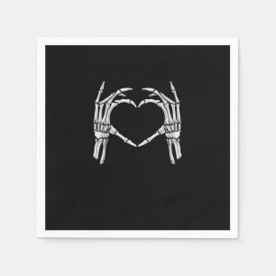 Serviette En Papier Squelette Mains Coeur Signer Retro Costume Hallowe