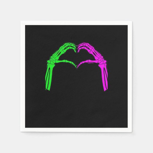 Serviette En Papier Squelette Mains Coeur Signer Retro Costume Hallowe (Devant)