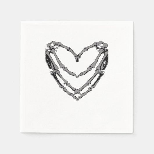 Serviette En Papier Squelette Mains Coeur Signer Retro Costume Hallowe (Devant)