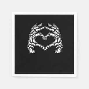 Serviette En Papier Squelette Mains de coeur Signer Costume d'Hallowee