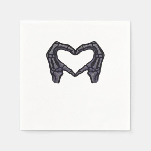 Serviette En Papier Squelette Mains Formant Un Coeur (Devant)
