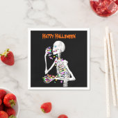 Serviette En Papier Squelette Manger Halloween Candy (En situation)