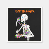 Serviette En Papier Squelette Manger Halloween Candy (Devant)
