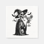Serviette En Papier Squelette noir et blanc Halloween Cocktail Party (Devant)