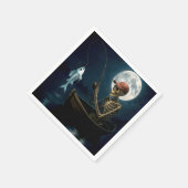 Serviette En Papier Squelette pêche dans un bateau en bois (Coin)