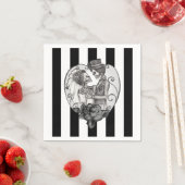 Serviette En Papier Squelette rayé Love Couple Mariage Danse (En situation)