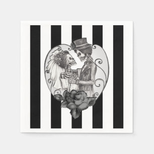 Serviette En Papier Squelette rayé Love Couple Mariage Danse