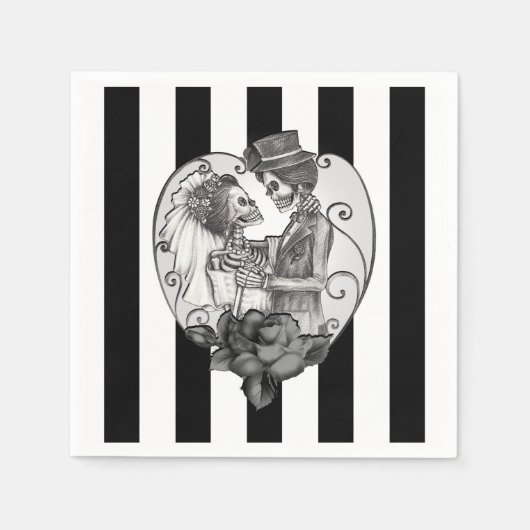 Serviette En Papier Squelette rayé Love Couple Mariage Danse (Devant)