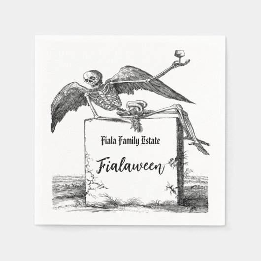 Serviette En Papier Squelette sur un cocktail Tombstone (Devant)