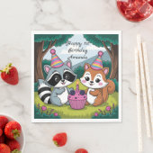 Serviette En Papier Squirrel and Raccoon cute Birthday (En situation)