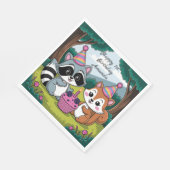 Serviette En Papier Squirrel and Raccoon cute Birthday (Coin)