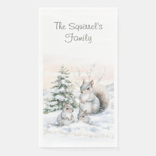 Serviette En Papier Squirrels in Winter Snow  (Devant)