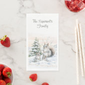 Serviette En Papier Squirrels in Winter Snow  (En situation)