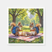 Serviette En Papier Squirrels Playing Chess In a City Park (Devant)