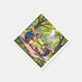 Serviette En Papier Squirrels Playing Chess In a City Park (Coin)