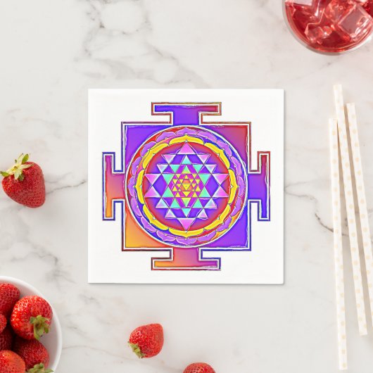 Serviette En Papier Sri Yantra - Symbole hindouiste Design 1 (En situation)