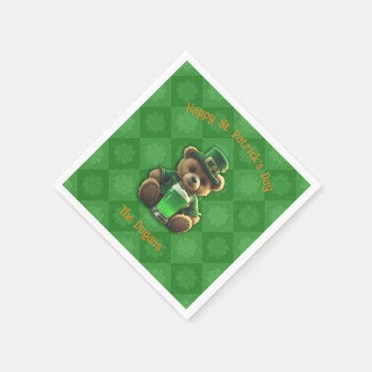 Serviette En Papier St. Patirck's Day Irlandais Teddy Bear (Coin)