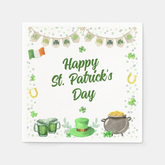 Serviette En Papier St patrick aquarelle (Devant)