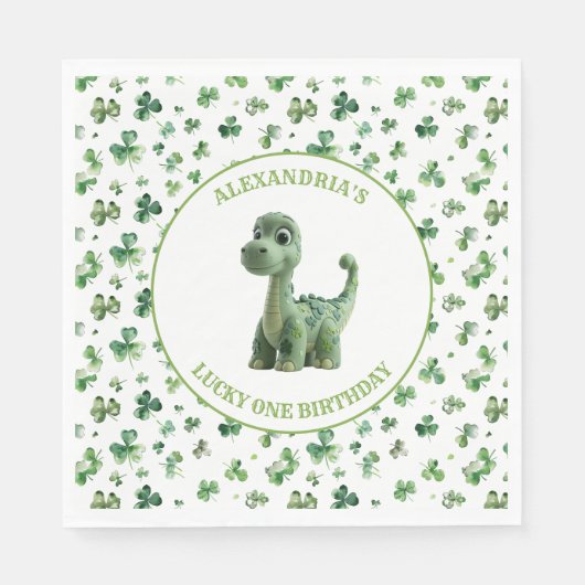 Serviette En Papier St patrick Lucky One Dinosaur Papier Napkin (Devant)