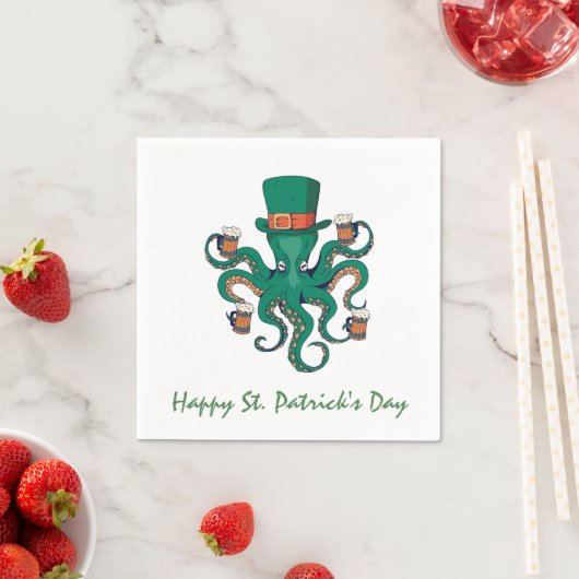 Serviette En Papier St patrick Octopus (En situation)