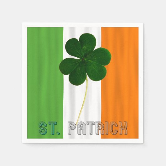 Serviette En Papier St. Patrick Shamrock Irlande Irlande Typographie (Devant)