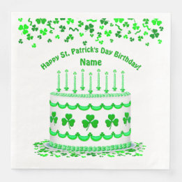 Serviette En Papier St Patrick's Day Birthday Cake Custom Candles