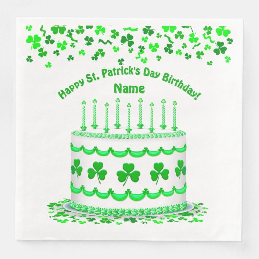 Serviette En Papier St Patrick's Day Birthday Cake Custom Candles (Devant)
