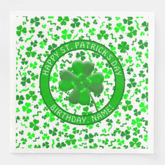 Serviette En Papier St Patrick's Day Birthday Shamrocks Personalized