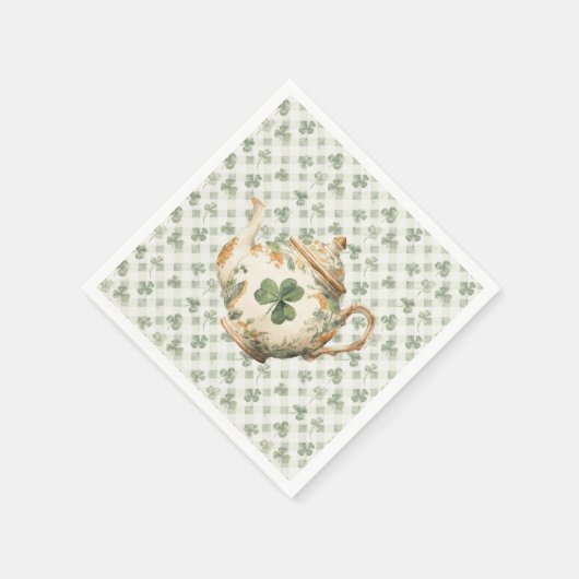 Serviette En Papier St Patrick's Day Clover Tea Pot (Coin)