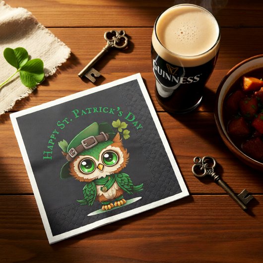 Serviette En Papier St. Patrick's Day Green Owl personnalisé