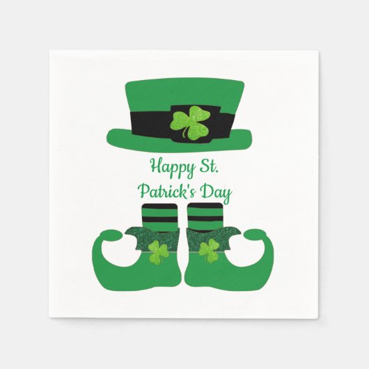 Serviette En Papier St. Patrick's Day, Irlandais, Leprechaun, Parti Ve (Devant)
