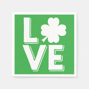 Serviette En Papier St. Patrick's Day Irlandais Love Green Shamrock