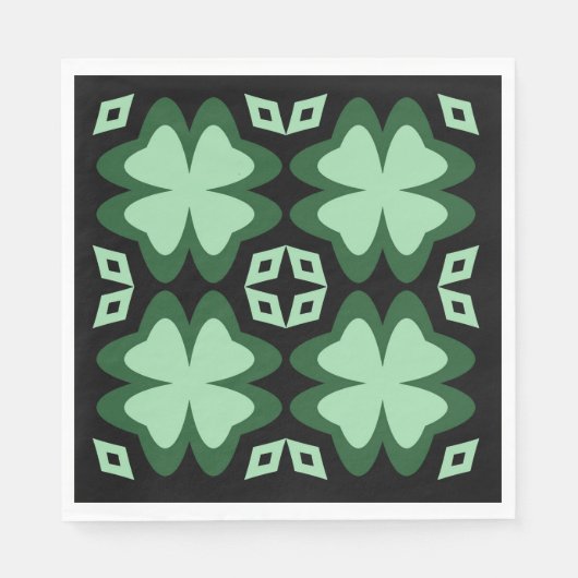 Serviette En Papier St Patrick's Day Lucky 4-leaf Clovers (Devant)