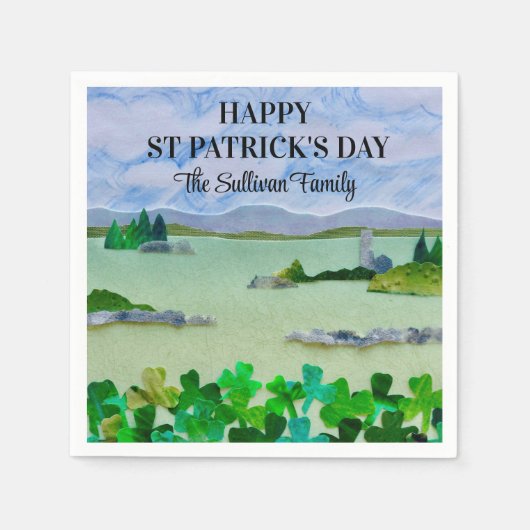Serviette En Papier St Patrick's Day Lucky Shamrock Nom personnalisé (Devant)