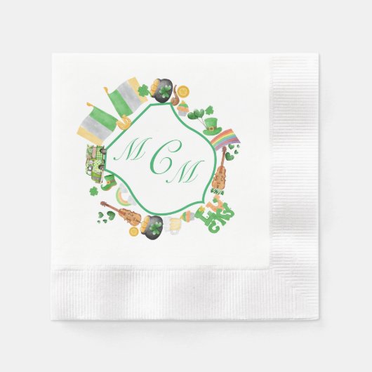 Serviette En Papier St. Patrick's Day Monogram Crest Papier Napkin (Devant)