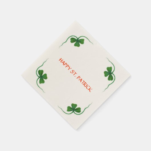 Serviette En Papier ST PATRICK'S DAY PARTY shamrock blanc vert (Coin)
