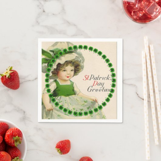 Serviette En Papier St Patrick's Day Petite fille irlandaise (En situation)