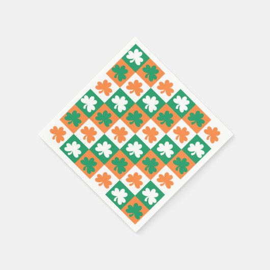 Serviette En Papier St. Patrick's Day Shamrock Fun Check Motif (Coin)