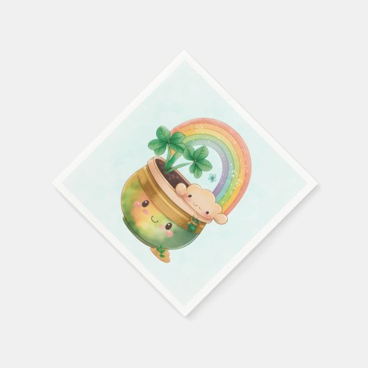 Serviette En Papier St. Patrick's Day Whimsical Arc-en-ciel et trèfle (Coin)