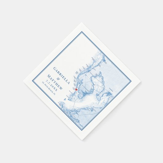 Serviette En Papier St. Pete Beach Floride Carte Mariage élégant (Coin)